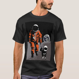 Astronaut Walking His Dog On The Moon T-Shirt