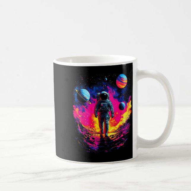 Astronaut Walking In Galaxy Outer Space Explorer S Coffee Mug (Right)