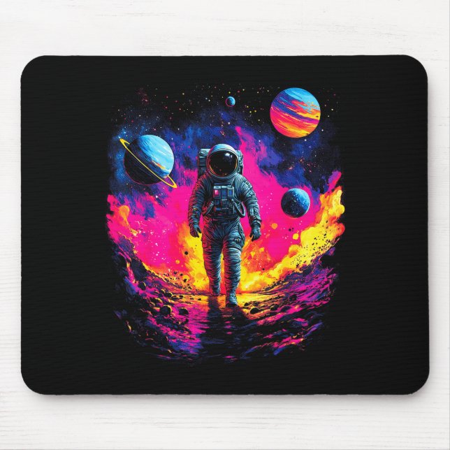 Astronaut Walking In Galaxy Outer Space Explorer S Mouse Mat (Front)