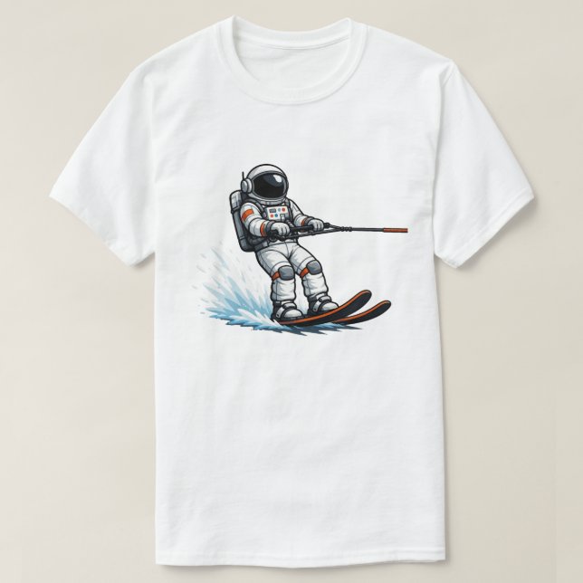 Astronaut Water Skiing T-Shirt (Design Front)