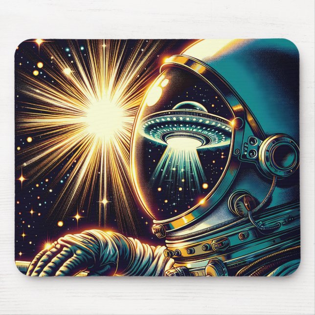 Astronaut with a Reflection of a UFO  Mouse Mat (Front)
