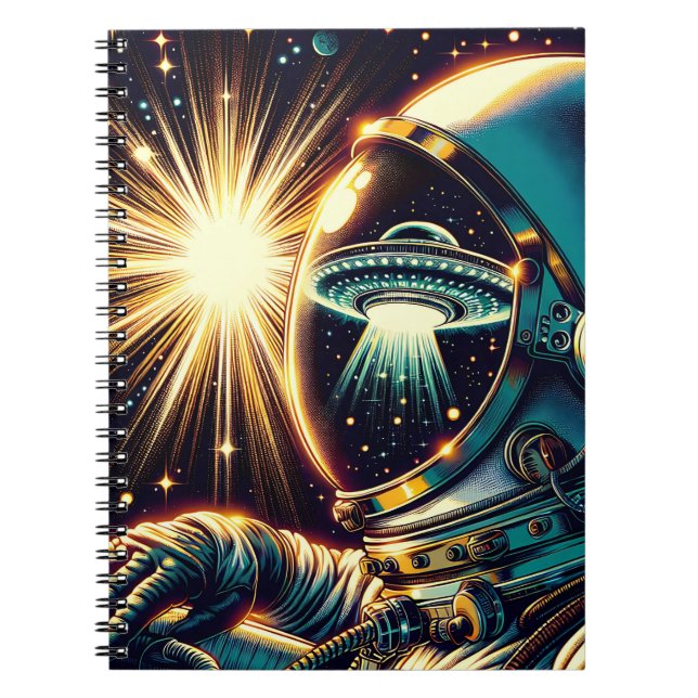 Astronaut with a Reflection of a UFO  Notebook (Front)