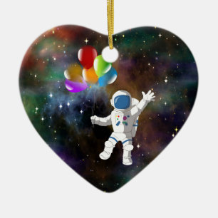 Astronaut with Balloons Ceramic Tree Decoration