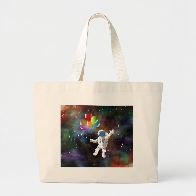 Astronaut with Balloons Large Tote Bag (Front)