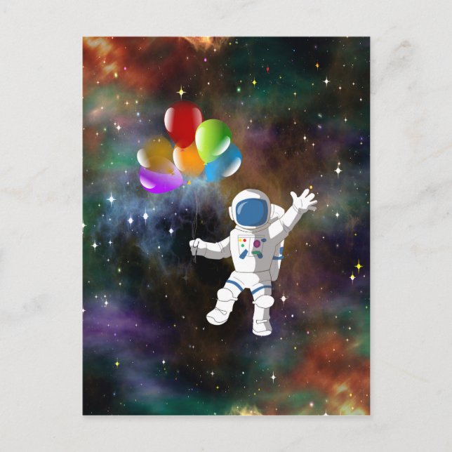 Astronaut with Balloons Postcard (Front)