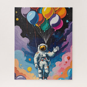 Astronaut with colourful balloons in space jigsaw puzzle