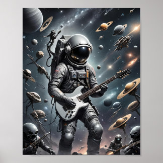 Astronaut with Electric Guitar poster