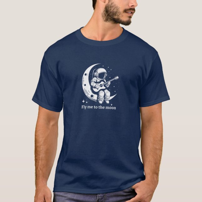 Astronaut with guitar on the moon, singing a song T-Shirt (Front)