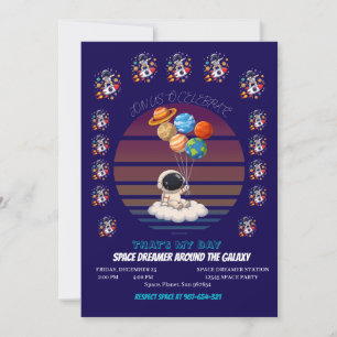  Astronaut with Planet Balloons Invitation