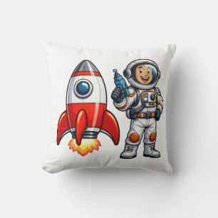 Astronaut with Rocket Cartoon Space Art Cushion