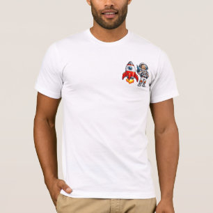 Astronaut with Rocket Cartoon Space Art T-Shirt