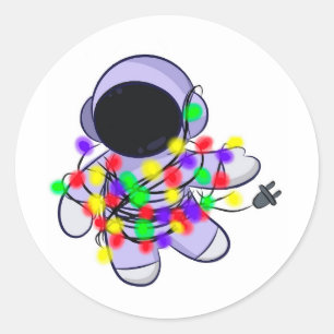 Astronaut with the garland classic round sticker