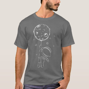 Astronaut Witth Moon Balloon Kids Cute Astronaut T-Shirt