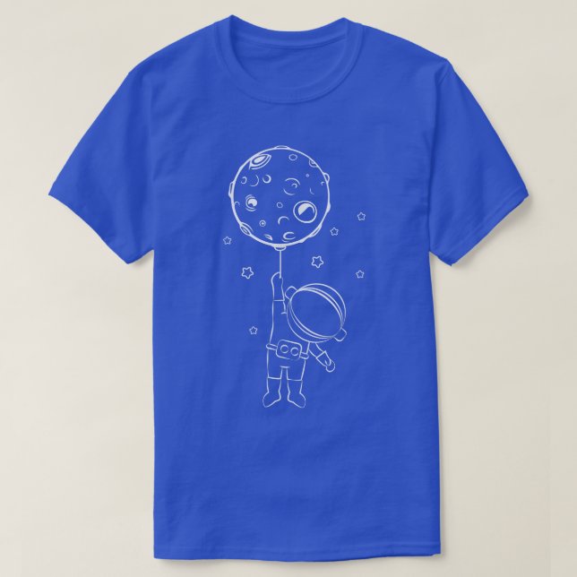 Astronaut Witth Moon Balloon Kids Cute Astronaut T T-Shirt (Design Front)