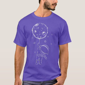 Astronaut Witth Moon Balloon Kids Cute Astronaut T T-Shirt