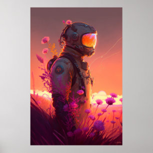 Astronaut World Discovery Painting Human Universe Poster