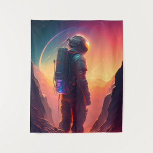 Astronaut World Discovery Painting Human Universe Tapestry