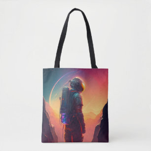 Astronaut World Discovery Painting Human Universe Tote Bag