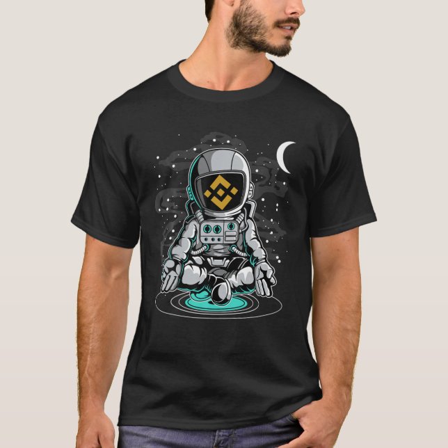 Astronaut Yoga Binance BNB To The Moon Crypto Toke T-Shirt (Front)