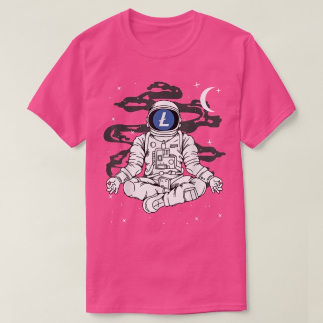 Astronaut Yoga Litecoin LTC Coin To The Moon Crypt T-Shirt (Design Front)