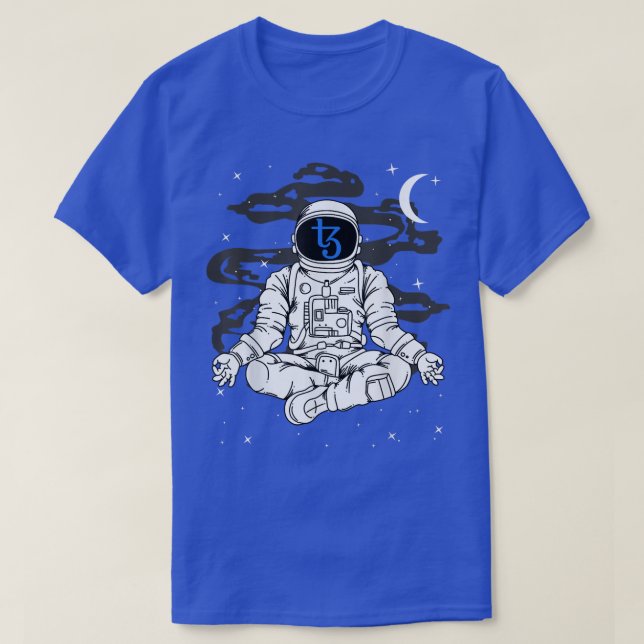 Astronaut Yoga Tezos XTZ Coin To The Moon Crypto T T-Shirt (Design Front)