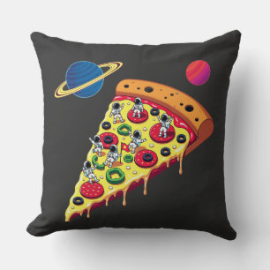 Astronauts enjoying a pizza in space cushion