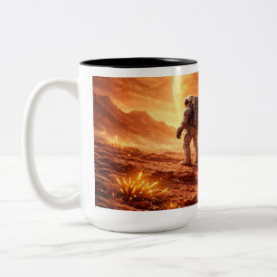 Astronauts Explore Orange Planet Two-Tone Coffee Mug