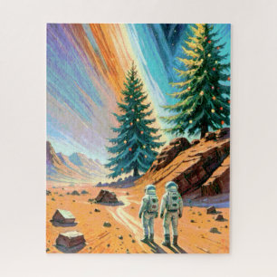 Astronauts Exploring Alien Landscape Jigsaw Puzzle
