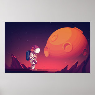 astronauts exploring space with stars and planets  poster