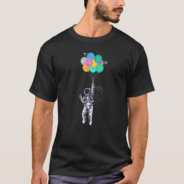 Astronauts Flying With Balons Galaxy Mars Costume  T-Shirt (Front)