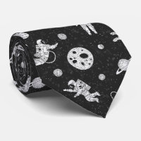 Astronauts in outer space black and white