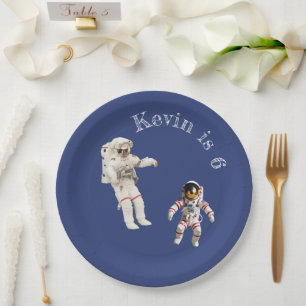 Astronauts in Space Monogram Name Paper Plate