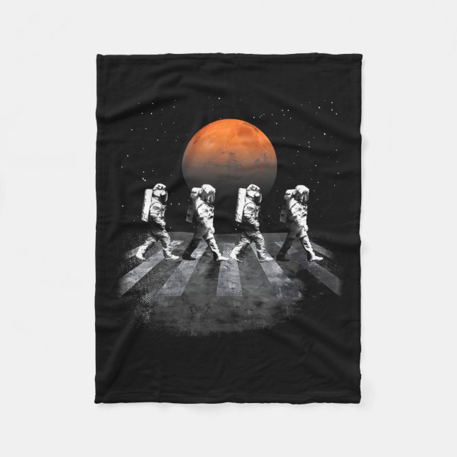 Astronauts In Walking In Space Explore Mars Funny Fleece Blanket (Front)