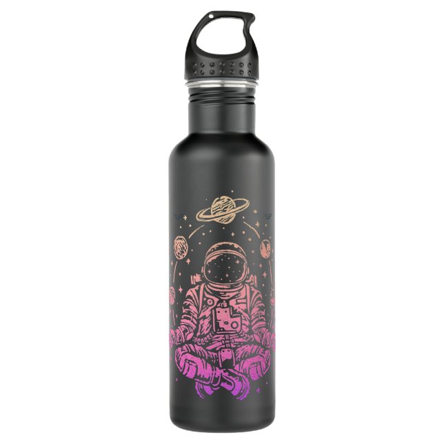 Astronauts Meditating Astronaut Planets Colourful  710 Ml Water Bottle (Front)
