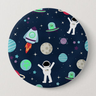 Astronauts Planets Rockets and Aliens 10 Cm Round Badge