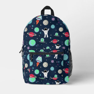 Astronauts Planets Rockets and Aliens Printed Backpack