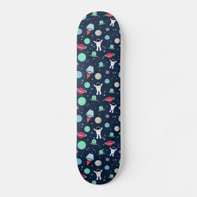 Astronauts Planets Rockets and Aliens Skateboard (Front)