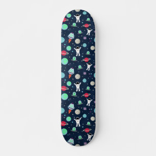 Astronauts Planets Rockets and Aliens Skateboard
