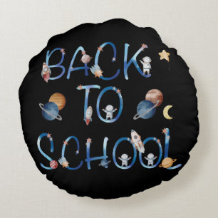 Astronauts Planets Space,back to school Round Cushion