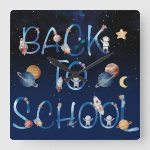 Astronauts Planets Space,back to school Square Wall Clock