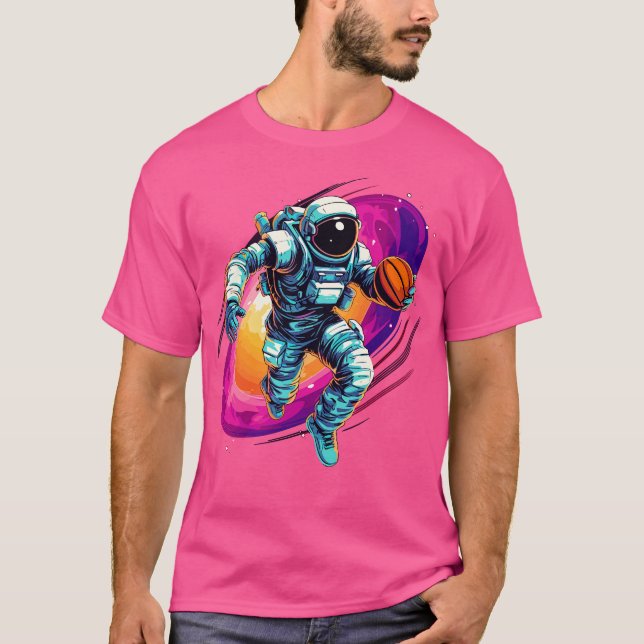 Astronauts playing basketball in space 1 T-Shirt (Front)