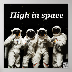 Astronauts posing before going to the space poster