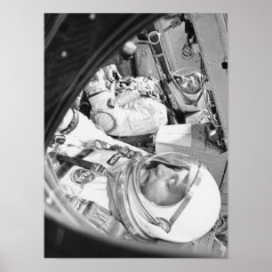 Astronauts seated inside Gemini 3 Poster