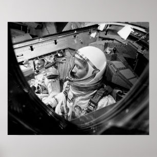 Astronauts seated inside Gemini 4 Poster