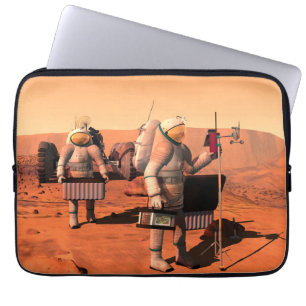 Astronauts Setting Up Weather Equipment On Mars. Laptop Sleeve