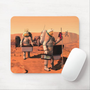 Astronauts Setting Up Weather Equipment On Mars. Mouse Mat
