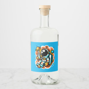 Astronaut's Space Coffee Moment Liquor Bottle Label