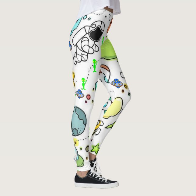 Astronauts Spaceships Aliens  Leggings (Right)