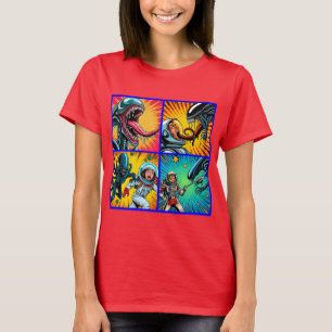 Astronauts vs Alien Pop Art T-Shirt