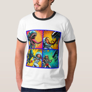 Astronauts vs Alien Pop Art T-Shirt